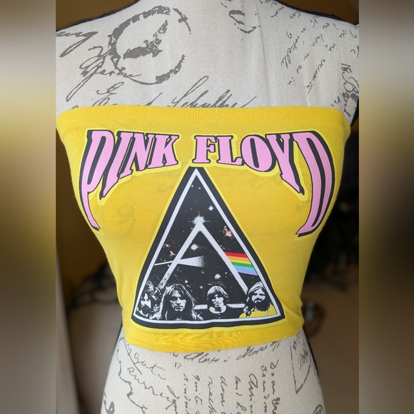 Pink Floyd Tops - NWOT PINK FLOYD Yellow Pink & Black Tube Top Size Small